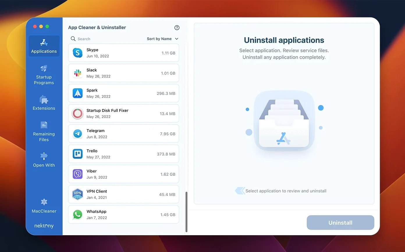 App Cleaner & Uninstaller: slide 1 of 4 app cleaner & uninstaller — main panel