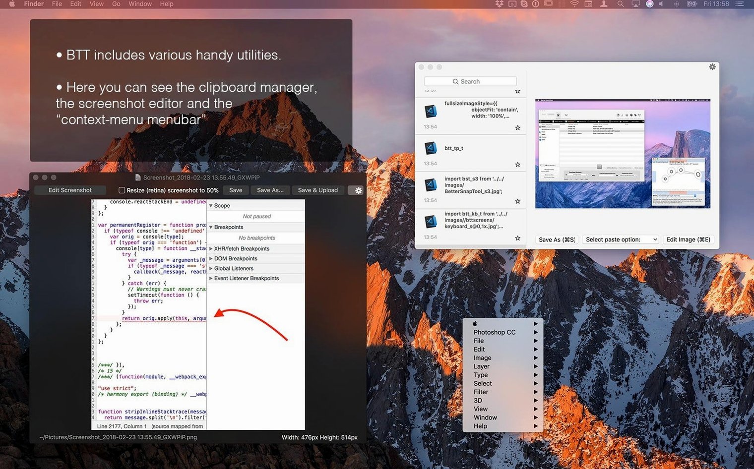 BetterTouchTool tools, view 2
