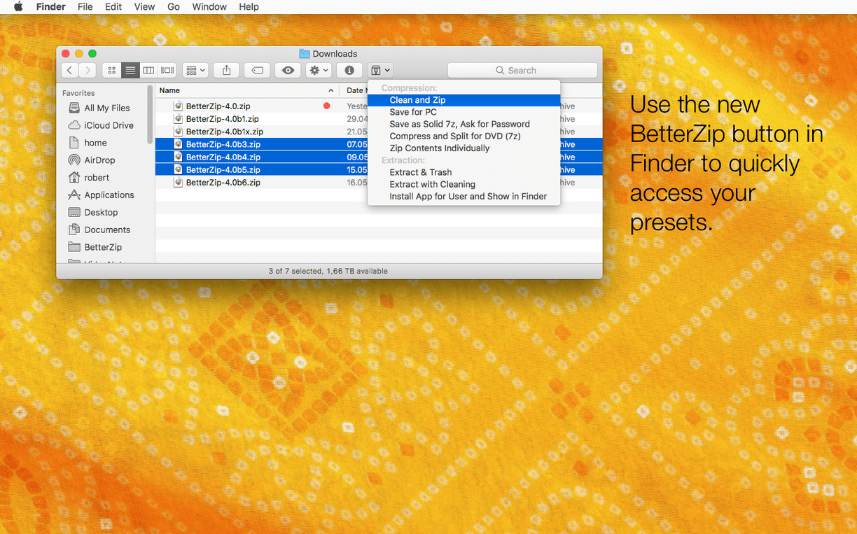 BetterZip tools, view 3
