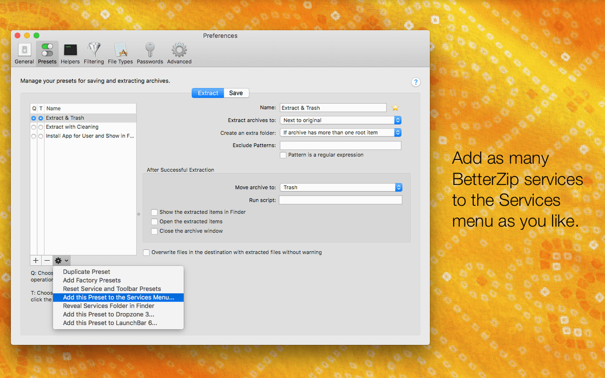 BetterZip tools, view 4