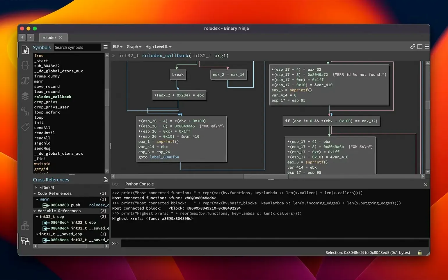 Binary Ninja tools, view 2