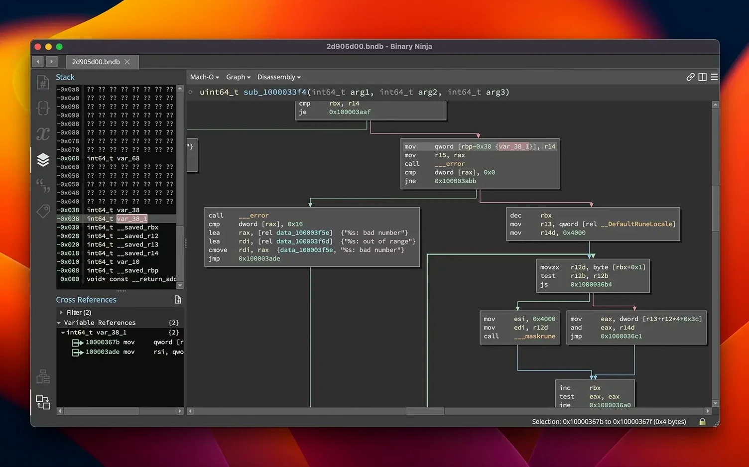 Binary Ninja tools, view 3