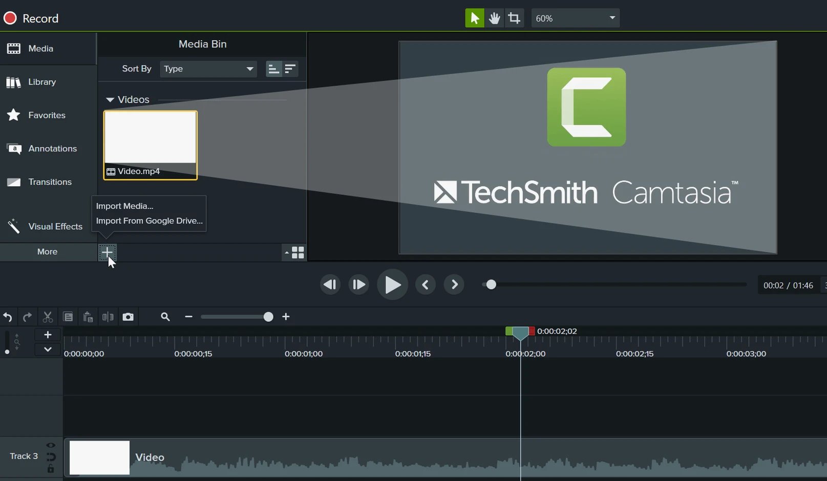 Camtasia tools, view 2