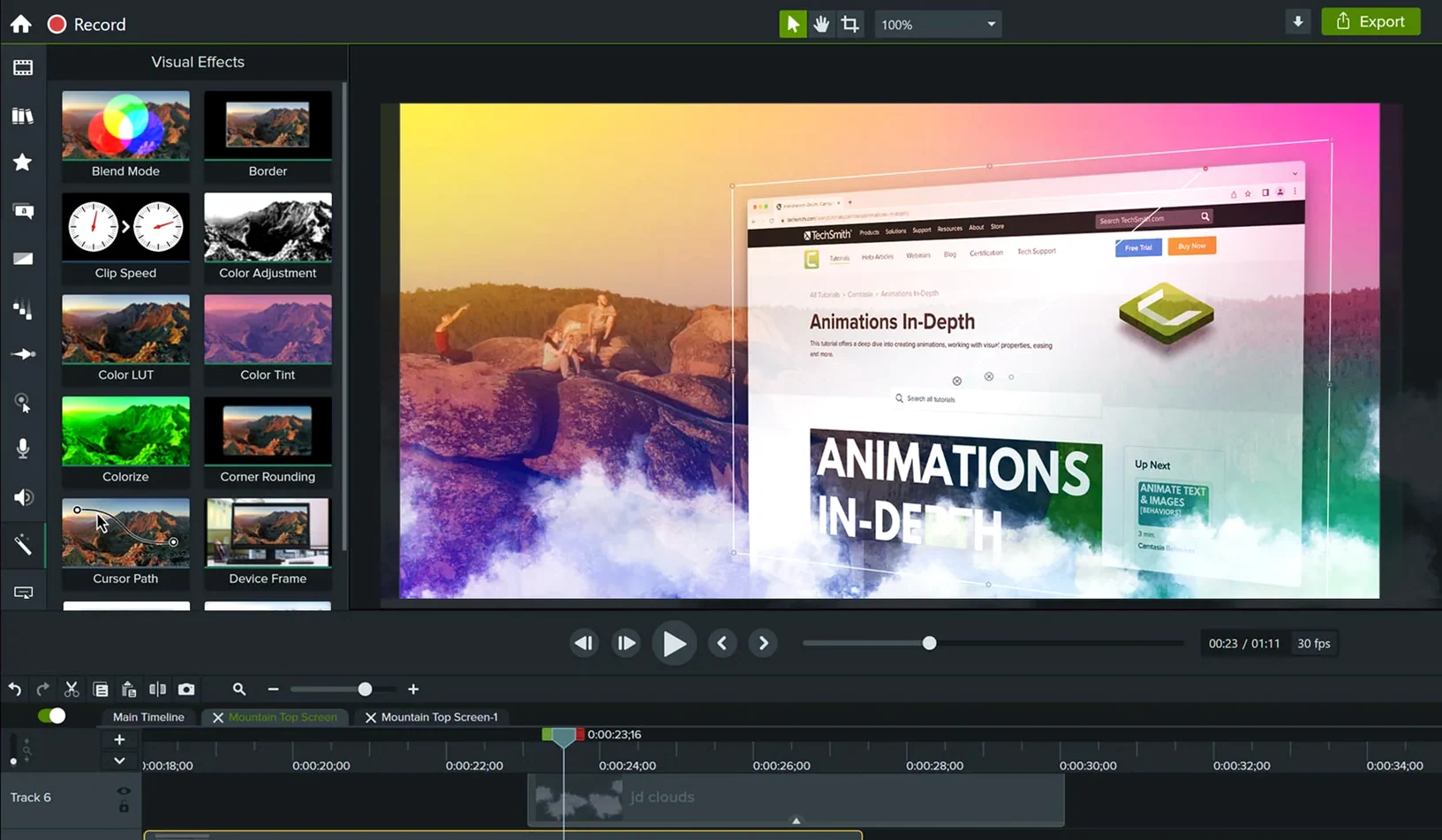 Camtasia tools, view 3