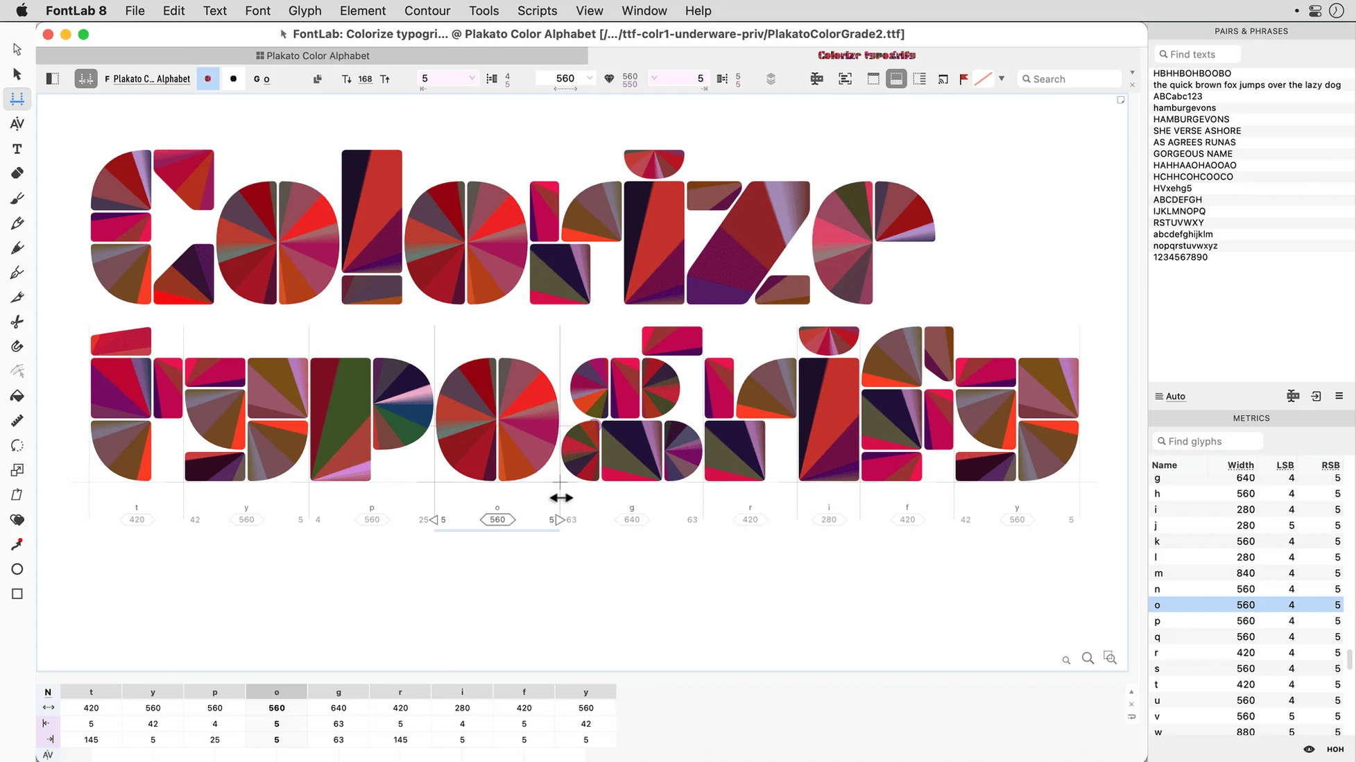 FontLab — frame 4 FontLab tools, view 4