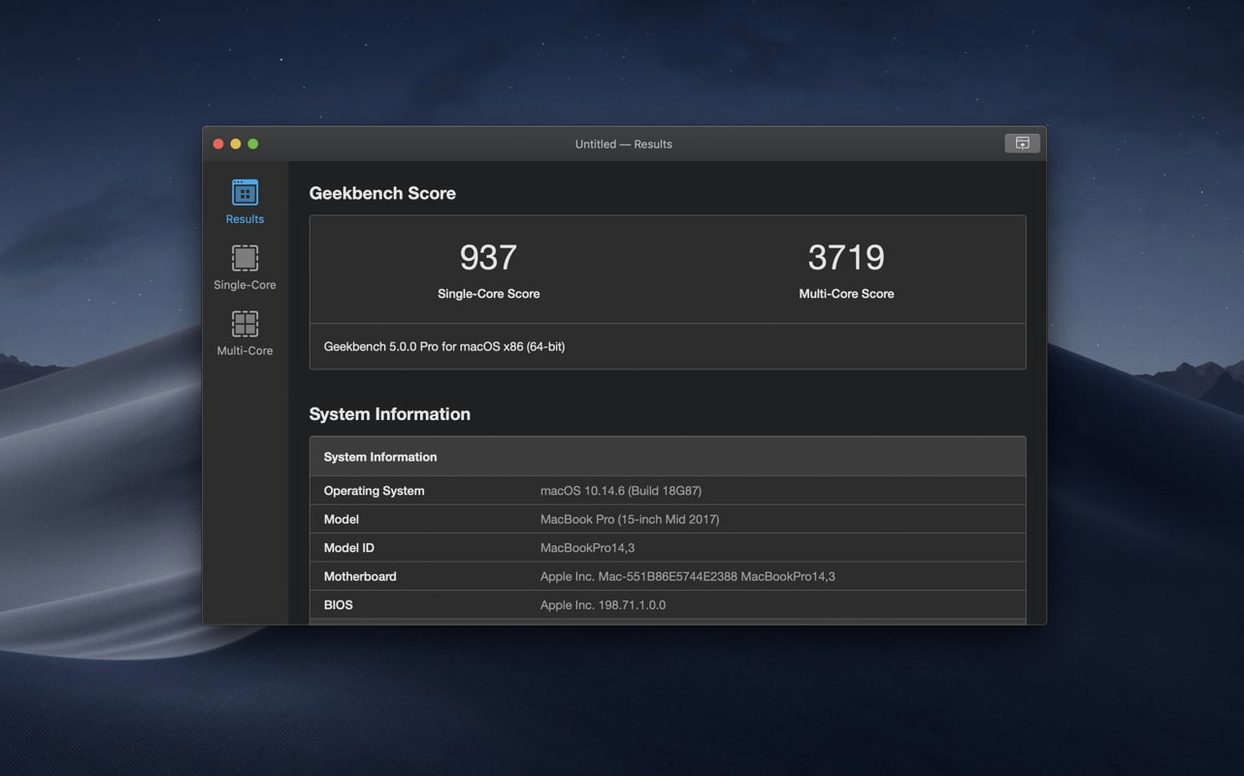 Geekbench 7 tools, view 4