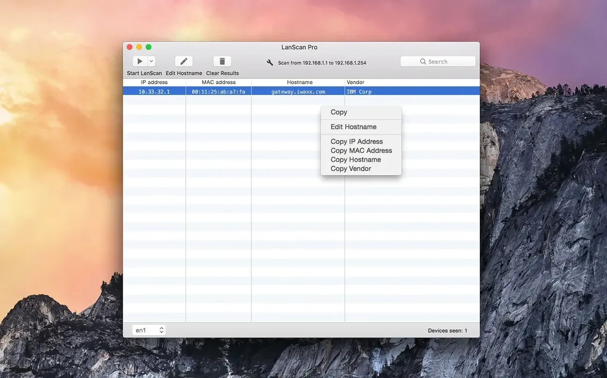 LanScan tools, view 5