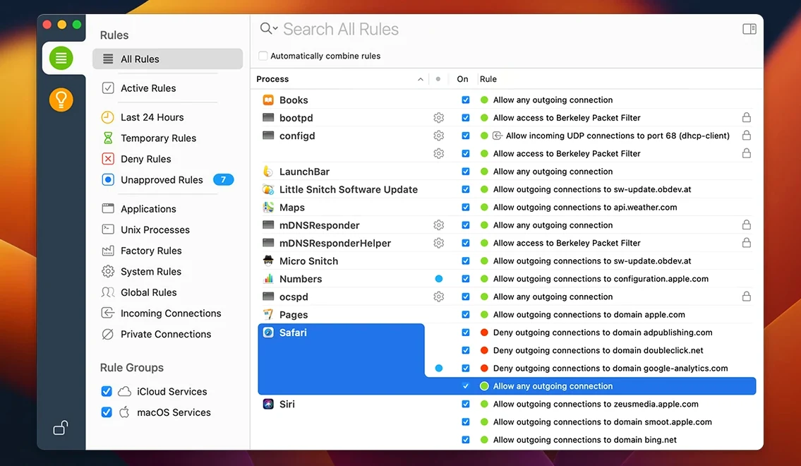 Little Snitch — frame 2 Little Snitch tools, view 2