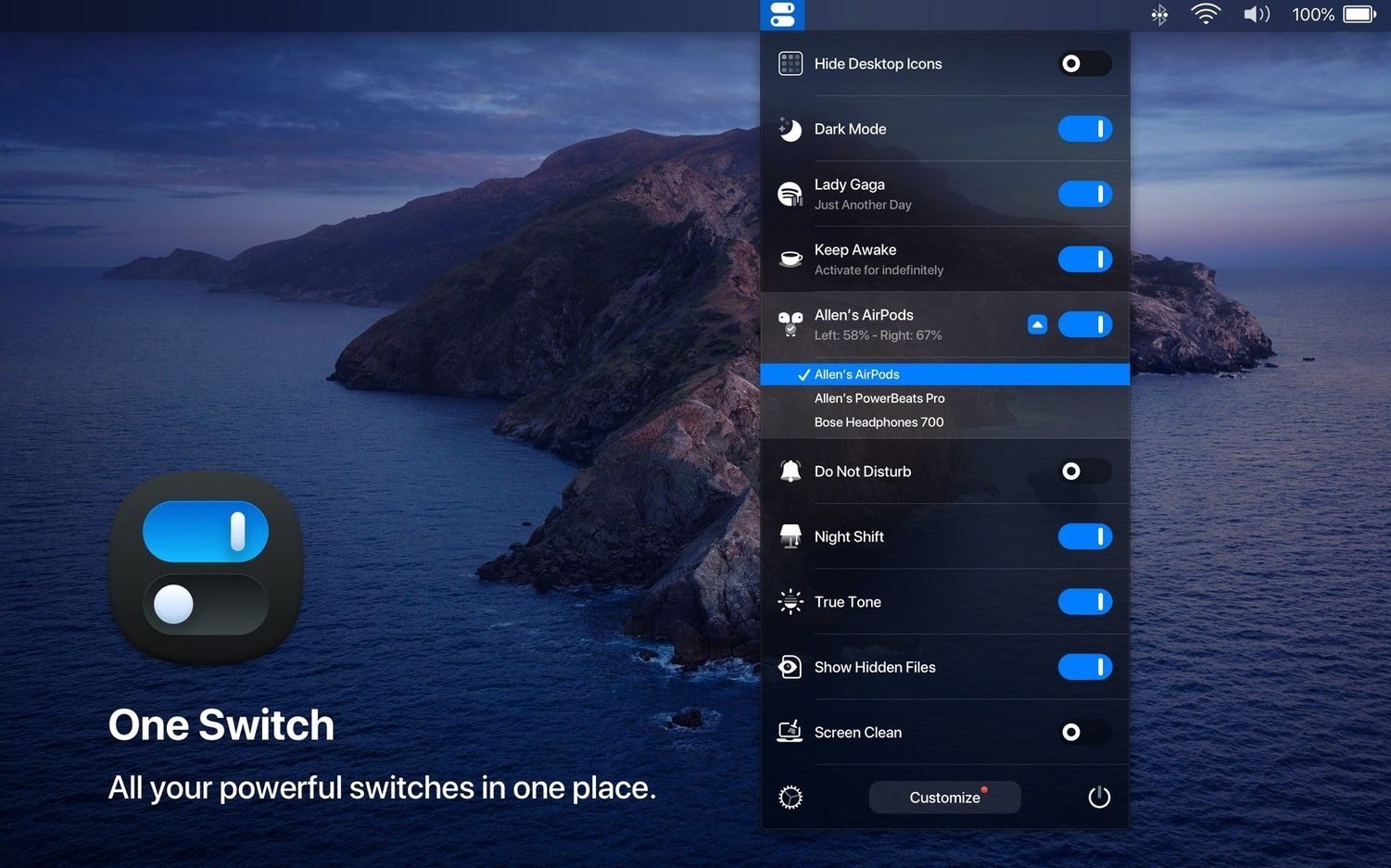 One Switch — frame 1 switch audio converter mac — main panel
