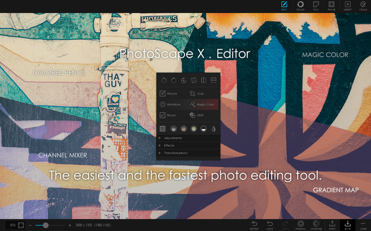 PhotoScape X Pro — frame 1 photoscape x mac on a Mac