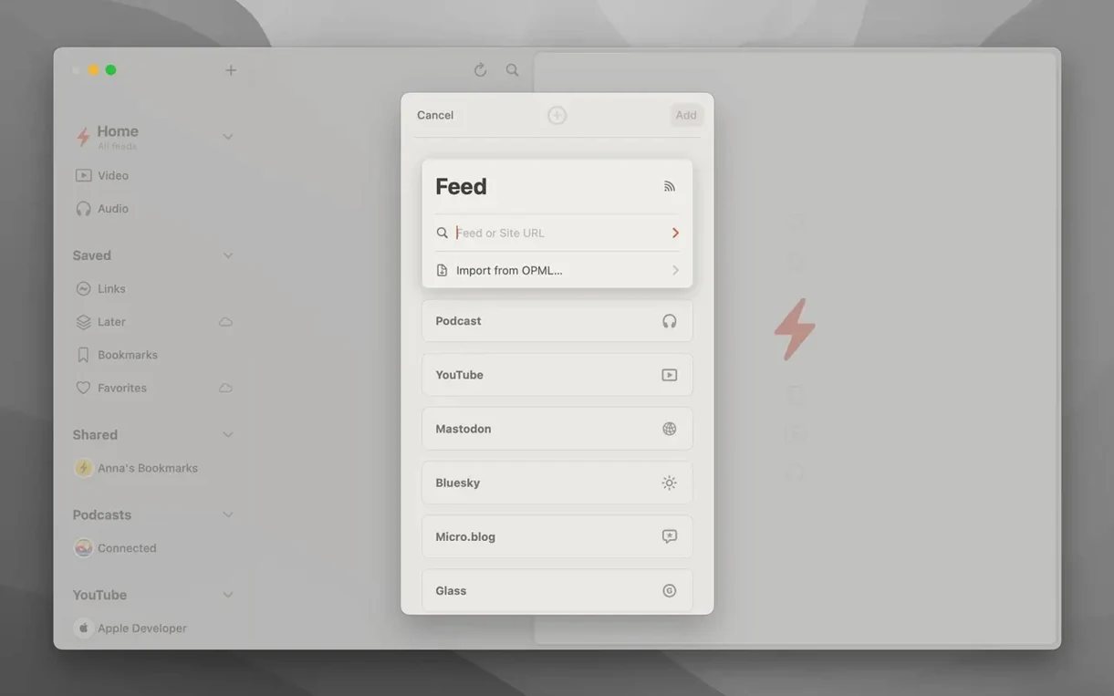 Reeder — frame 3 Reeder tools, view 3