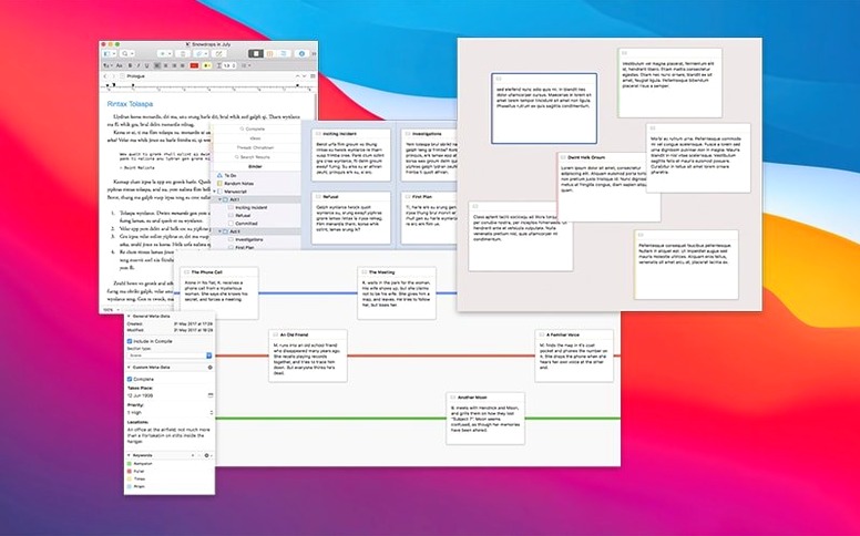 Scrivener — frame 4 Scrivener tools, view 4