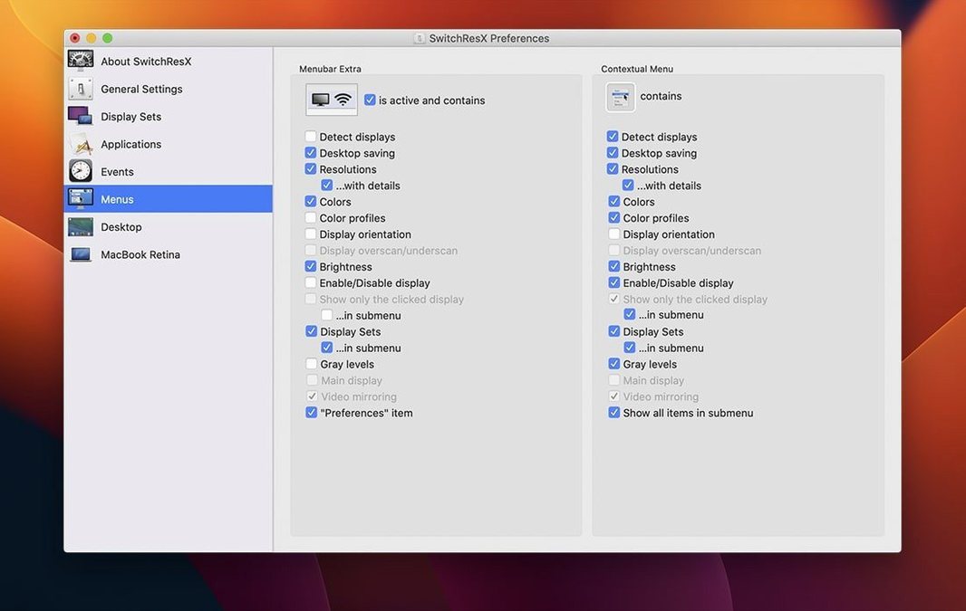 SwitchResX: slide 1 of 4 switchresx mac on a Mac