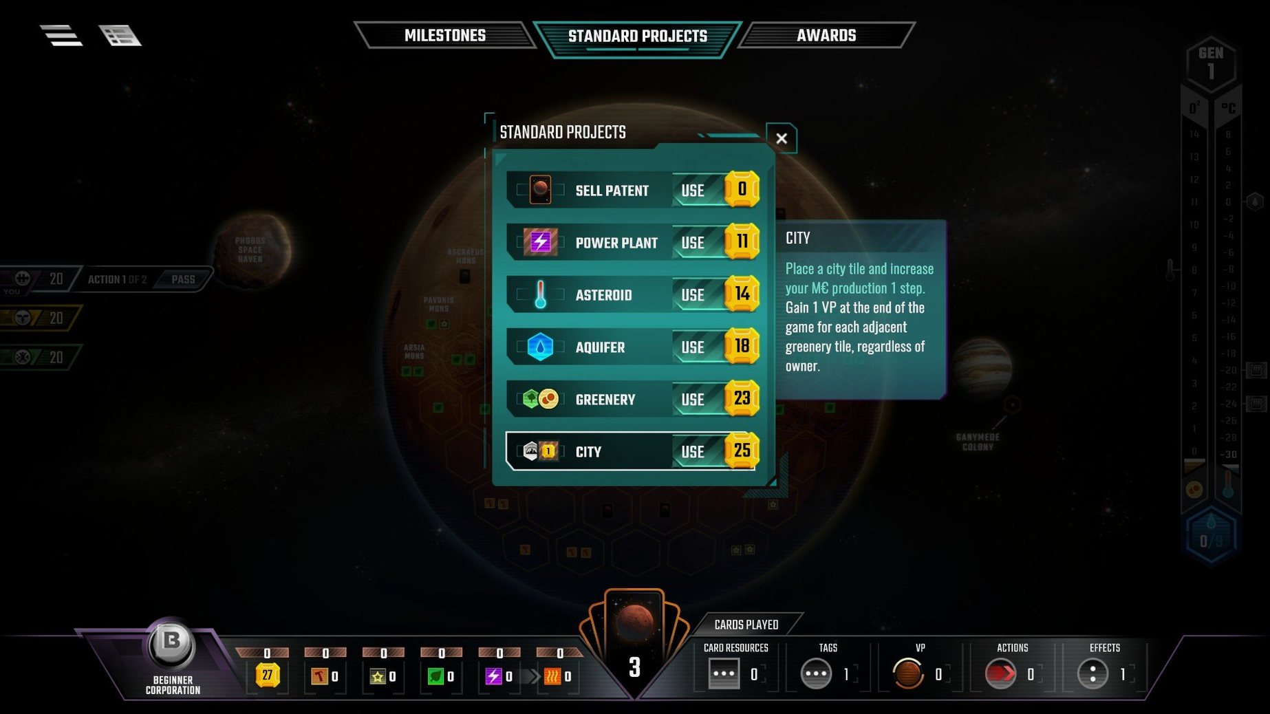 Terraforming Mars — frame 3 Terraforming Mars tools, view 3