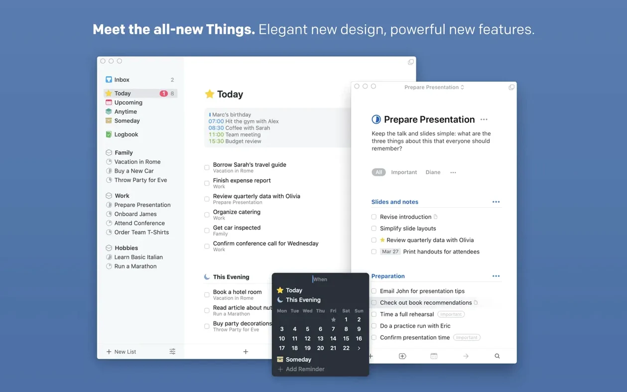 Things: slide 1 of 6 things — main panel