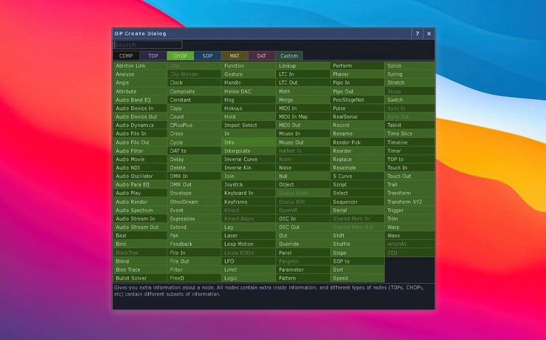 TouchDesigner — frame 4 TouchDesigner tools, view 4
