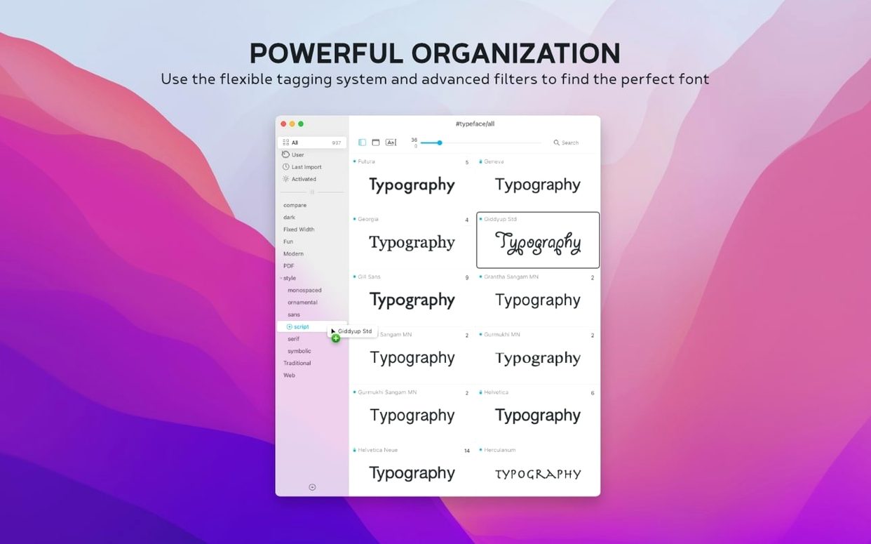 Typeface — frame 2 Typeface tools, view 2