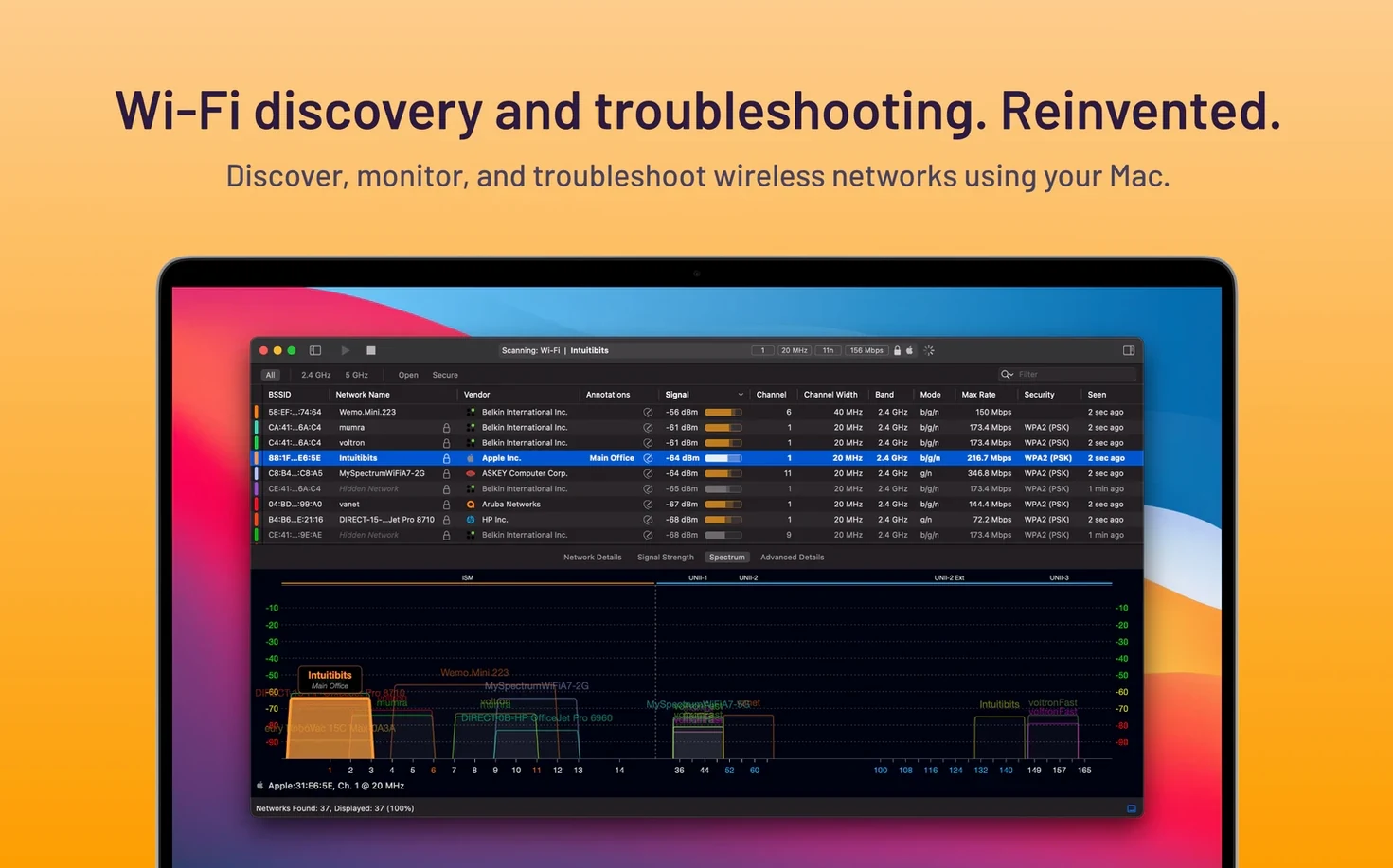 WiFi Explorer Pro 3 — frame 1 wifi explorer pro 3 mac full version — main panel