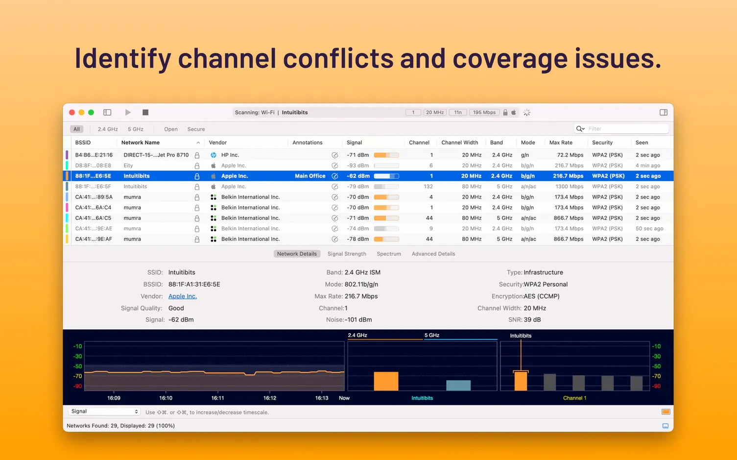 WiFi Explorer Pro 3 — frame 2 WiFi Explorer Pro 3 tools, view 2
