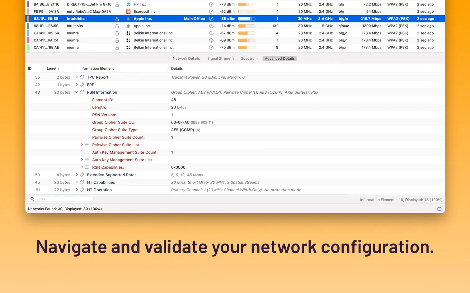 WiFi Explorer Pro 3 — frame 4 WiFi Explorer Pro 3 tools, view 4