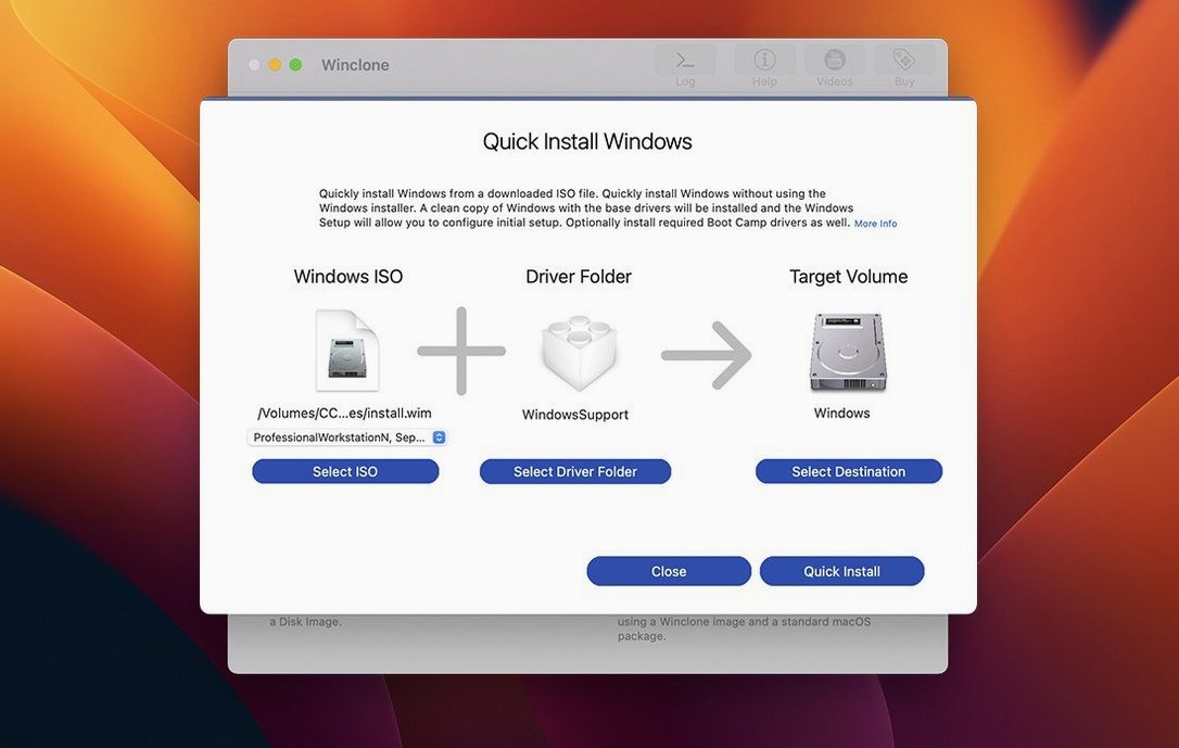 Winclone Pro: slide 1 of 3 winclone pro on a Mac