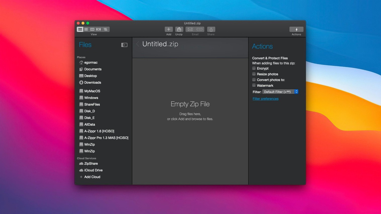WinZip Mac Pro: slide 1 of 4 winzip for mac torrent — main panel
