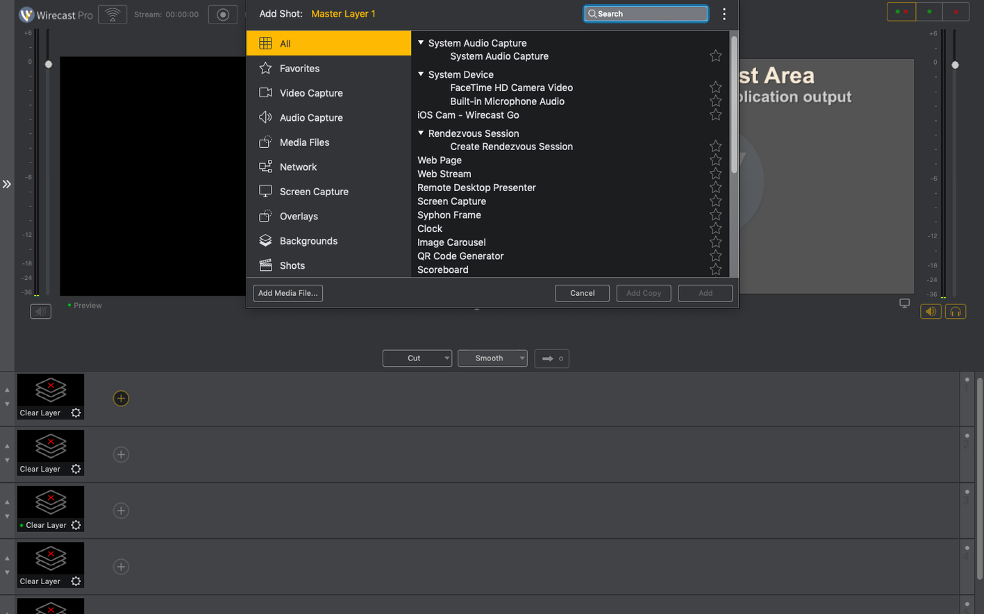 Wirecast Pro — frame 2 Wirecast Pro tools, view 2