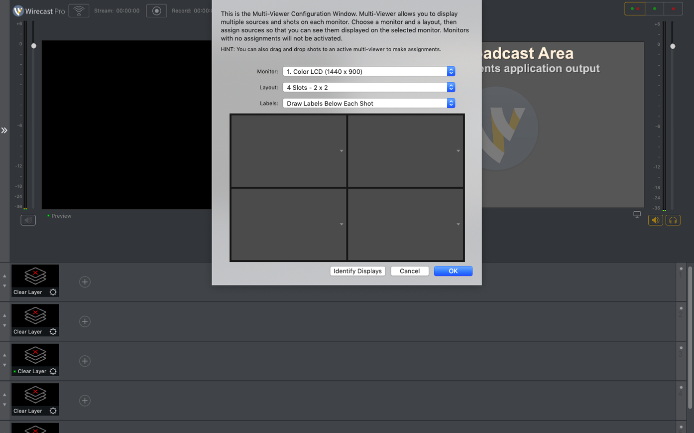 Wirecast Pro — frame 4 Wirecast Pro tools, view 4